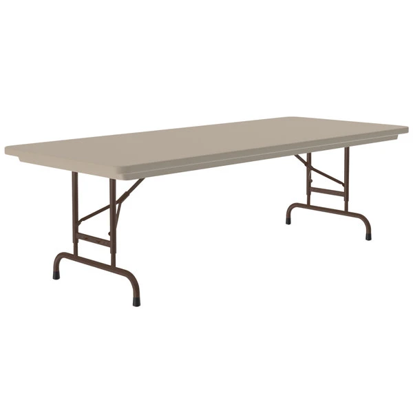 Correll Heavy Duty Folding Table, 30" X 96" Adjustable Height Blow-Molded Plastic, Mocha Granite - R-Series 1 Correll Heavy Duty Folding Table, 30" X 96" Adjustable Height Blow-Molded Plastic, Mocha Granite - R-Series