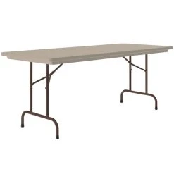 Correll Heavy-Duty Folding Table, 30" X 72" Blow-Molded Plastic, Mocha Granite