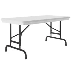 Correll Folding Table, 24" X 48" Plastic Adjustable Height, Gray - R-Series
