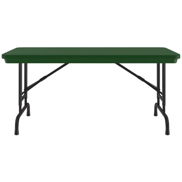 Correll Folding Table With Pedestal Legs, 24" X 48" Plastic Adjustable Height, Green - R-Series 2 Correll Folding Table With Pedestal Legs, 24" X 48" Plastic Adjustable Height, Green - R-Series - Image 2