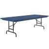 Correll Adjustable Height Folding Table, 30" X 72" Plastic, Blue - Standard Legs - R-Series