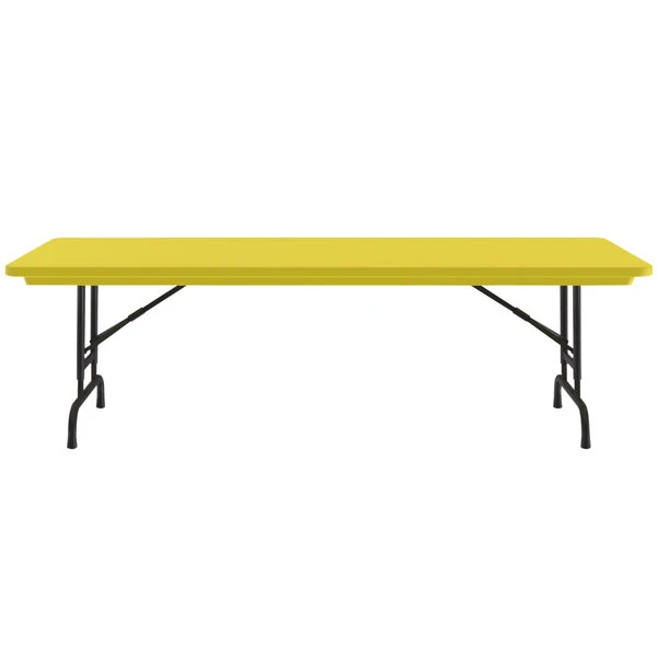 Correll Adjustable Height Folding Table, 30" X 60" Plastic, Yellow - Standard Legs - R-Series 2 Correll Adjustable Height Folding Table, 30" X 60" Plastic, Yellow - Standard Legs - R-Series - Image 2