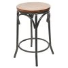BFM Seating Henry Distressed Rustic Clear Coated Steel Backless Bar Stool With Autumn Ash Wooden Seat