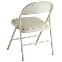 Lancaster Table & Seating Beige Vinyl Folding Chair With Padded Seat -Zown Shop 1952288