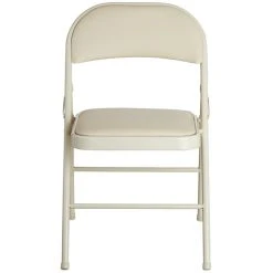 Lancaster Table & Seating Beige Vinyl Folding Chair With Padded Seat -Zown Shop 1952289