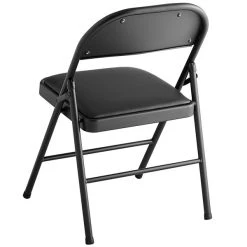 Lancaster Table & Seating Black Vinyl Folding Chair With Padded Seat -Zown Shop 1952292