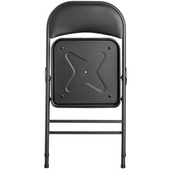 Lancaster Table & Seating Black Vinyl Folding Chair With Padded Seat -Zown Shop 1952294