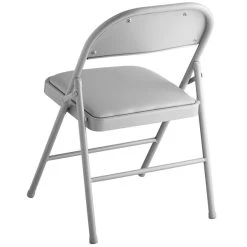 Lancaster Table & Seating Gray Vinyl Folding Chair With Padded Seat -Zown Shop 1956021