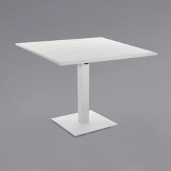 BFM Seating Beachcomber-Margate 24" X 32" White Aluminum Dining Height Outdoor / Indoor Table With Square Base