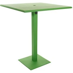 BFM Seating Beachcomber-Margate 36" Square Lime Aluminum Bar Height Outdoor / Indoor Table With Square Base And Umbrella Hole