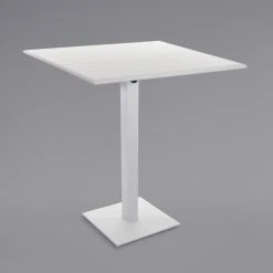 BFM Seating Beachcomber-Margate 24" X 32" White Aluminum Bar Height Outdoor / Indoor Table With Square Base