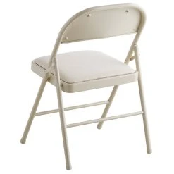 Lancaster Table & Seating Beige Fabric Folding Chair With Padded Seat -Zown Shop 1961939