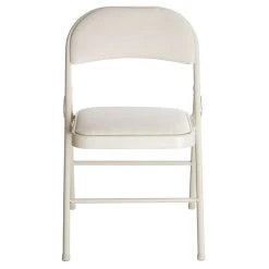 Lancaster Table & Seating Beige Fabric Folding Chair With Padded Seat -Zown Shop 1961940