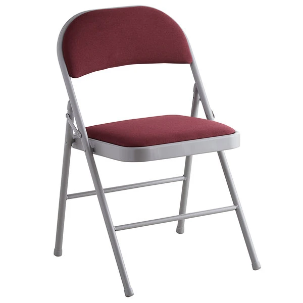 Lancaster Table & Seating Burgundy Fabric Folding Chair With Padded Seat 2 Lancaster Table & Seating Burgundy Fabric Folding Chair With Padded Seat - Image 2