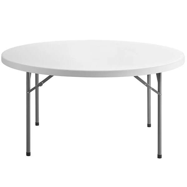 Choice 60" Round White Plastic Folding Table 2 Choice 60" Round White Plastic Folding Table - Image 2