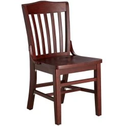 Lancaster Table & Seating Mahogany Finish Wooden School House Chair