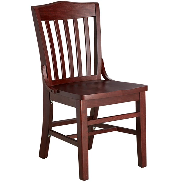 Lancaster Table & Seating Mahogany Finish Wooden School House Chair 1 Lancaster Table & Seating Mahogany Finish Wooden School House Chair