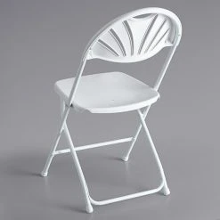 Lancaster Table & Seating White Plastic Fan Back Folding Chair -Zown Shop 1987444