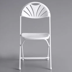 Lancaster Table & Seating White Plastic Fan Back Folding Chair -Zown Shop 1987445