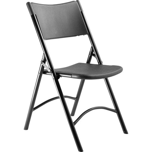 National Public Seating 610 Black Metal Frame Folding Chair With Black Plastic Back And Seat 1 National Public Seating 610 Black Metal Frame Folding Chair With Black Plastic Back And Seat