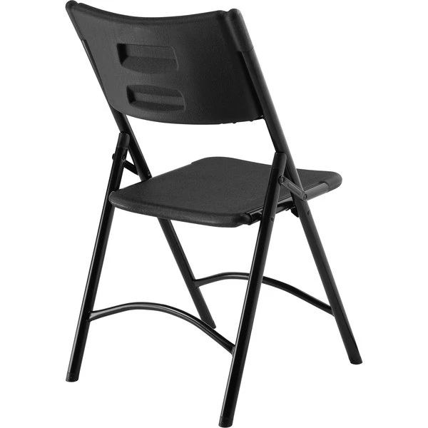 National Public Seating 610 Black Metal Frame Folding Chair With Black Plastic Back And Seat 2 National Public Seating 610 Black Metal Frame Folding Chair With Black Plastic Back And Seat - Image 2