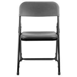 National Public Seating 820 Black Metal Folding Chair With Charcoal Slate Plastic Seat -Zown Shop 1998954