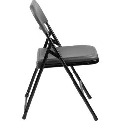 National Public Seating 820 Black Metal Folding Chair With Charcoal Slate Plastic Seat -Zown Shop 1998955