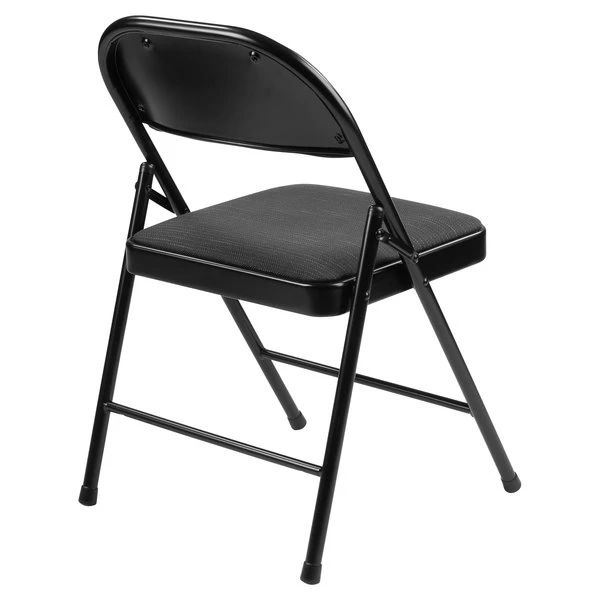 National Public Seating 970 Commercialine Star Trail Black Metal Folding Chair With Star Trail Black Padded Fabric Seat 2 National Public Seating 970 Commercialine Star Trail Black Metal Folding Chair With Star Trail Black Padded Fabric Seat - Image 2
