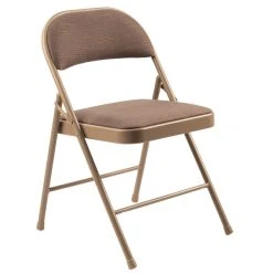 National Public Seating 973 Commercialine Star Trail Brown Metal Folding Chair With Star Trail Brown Padded Fabric Seat