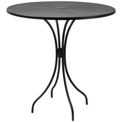 BFM Seating Barnegat 42" Round Black Steel Outdoor / Indoor Bar Height Table With Umbrella Hole