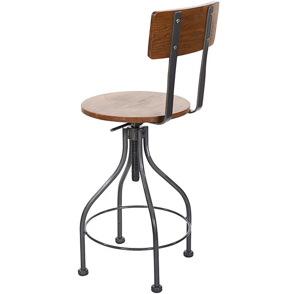BFM Seating Lincoln Screw Barstool With Clear Coated Steel Frame And Autumn Ash Veneer Wood Back And Seat 2 BFM Seating Lincoln Screw Barstool With Clear Coated Steel Frame And Autumn Ash Veneer Wood Back And Seat - Image 2