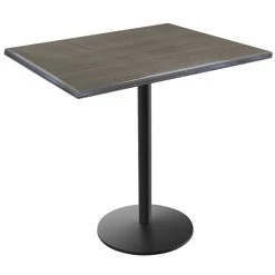 Holland Bar Stool OD214-2242BWOD3048CHAR EnduroTop 30" X 48" Charcoal Wood Laminate Outdoor / Indoor Bar Height Table With Round Base