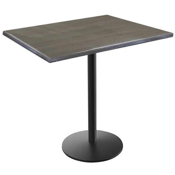 Holland Bar Stool OD214-2242BWOD3048CHAR EnduroTop 30" X 48" Charcoal Wood Laminate Outdoor / Indoor Bar Height Table With Round Base 1 Holland Bar Stool OD214-2242BWOD3048CHAR EnduroTop 30" X 48" Charcoal Wood Laminate Outdoor / Indoor Bar Height Table With Round Base