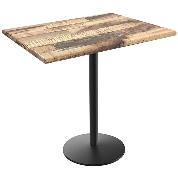 Holland Bar Stool OD214-2242BWOD3048RUSTIC EnduroTop 30" X 48" Rustic Wood Laminate Outdoor / Indoor Bar Height Table With Round Base 1 Holland Bar Stool OD214-2242BWOD3048RUSTIC EnduroTop 30" X 48" Rustic Wood Laminate Outdoor / Indoor Bar Height Table With Round Base