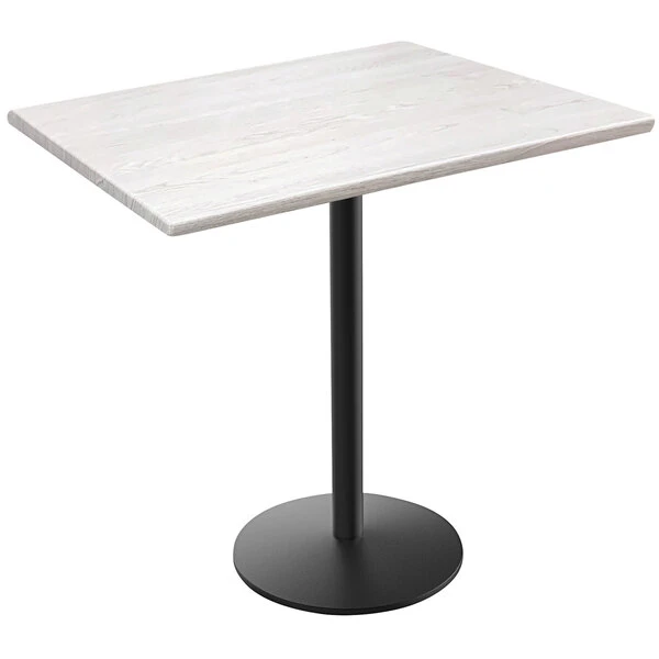 Holland Bar Stool OD214-2242BWOD3048WA EnduroTop 30" X 48" White Ash Wood Laminate Outdoor / Indoor Bar Height Table With Round Base 1 Holland Bar Stool OD214-2242BWOD3048WA EnduroTop 30" X 48" White Ash Wood Laminate Outdoor / Indoor Bar Height Table With Round Base