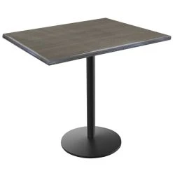 Holland Bar Stool OD214-2236BWOD3048CHAR EnduroTop 30" X 48" Charcoal Wood Laminate Outdoor / Indoor Counter Height Table With Round Base