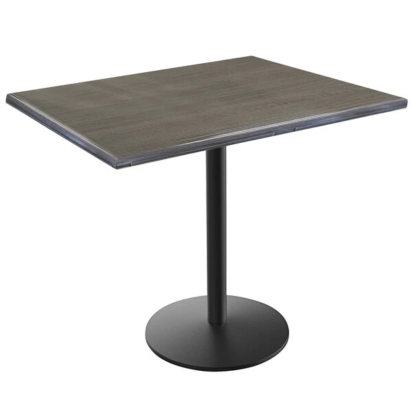 Holland Bar Stool OD214-2230BWOD3048CHAR EnduroTop 30" X 48" Charcoal Wood Laminate Outdoor / Indoor Standard Height Table With Round Base 1 Holland Bar Stool OD214-2230BWOD3048CHAR EnduroTop 30" X 48" Charcoal Wood Laminate Outdoor / Indoor Standard Height Table With Round Base