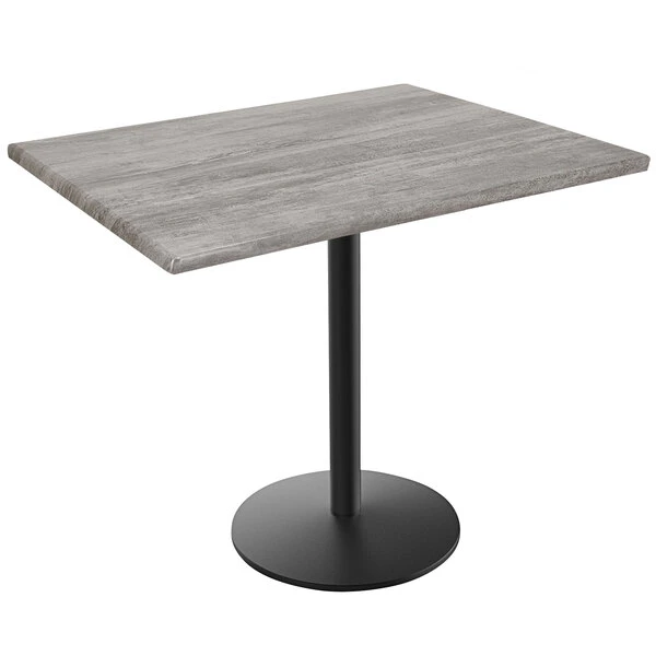 Holland Bar Stool OD214-2230BWOD3048GRYSTN EnduroTop 30" X 48" Greystone Wood Laminate Outdoor / Indoor Standard Height Table With Round Base 1 Holland Bar Stool OD214-2230BWOD3048GRYSTN EnduroTop 30" X 48" Greystone Wood Laminate Outdoor / Indoor Standard Height Table With Round Base