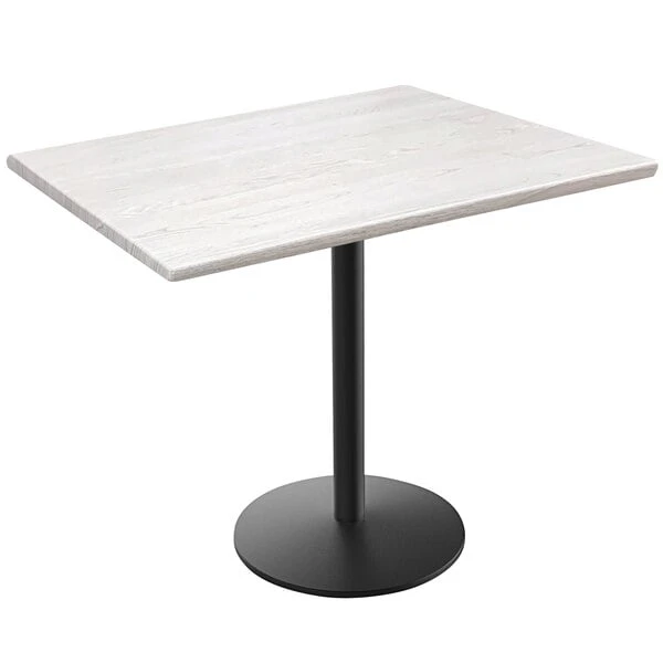 Holland Bar Stool OD214-2230BWOD3048WA EnduroTop 30" X 48" White Ash Wood Laminate Outdoor / Indoor Standard Height Table With Round Base 1 Holland Bar Stool OD214-2230BWOD3048WA EnduroTop 30" X 48" White Ash Wood Laminate Outdoor / Indoor Standard Height Table With Round Base
