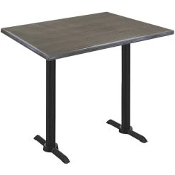Holland Bar Stool OD211EB-42BWOD3048CHAR EnduroTop 30" X 48" Charcoal Wood Laminate Outdoor / Indoor Bar Height Table With End Column Base