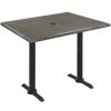 Holland Bar Stool OD211EB-36BWOD3048CHARU EnduroTop 30" X 48" Charcoal Wood Laminate Outdoor / Indoor Counter Height Table With End Column Base And Umbrella Hole