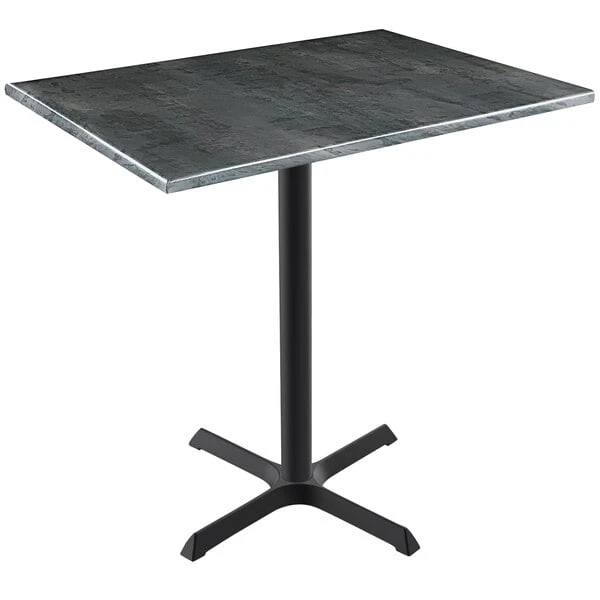 Holland Bar Stool OD211-3042BWOD3048BLKSTL EnduroTop 30" X 48" Black Steel Wood Laminate Outdoor / Indoor Bar Height Table With Cross Base 1 Holland Bar Stool OD211-3042BWOD3048BLKSTL EnduroTop 30" X 48" Black Steel Wood Laminate Outdoor / Indoor Bar Height Table With Cross Base