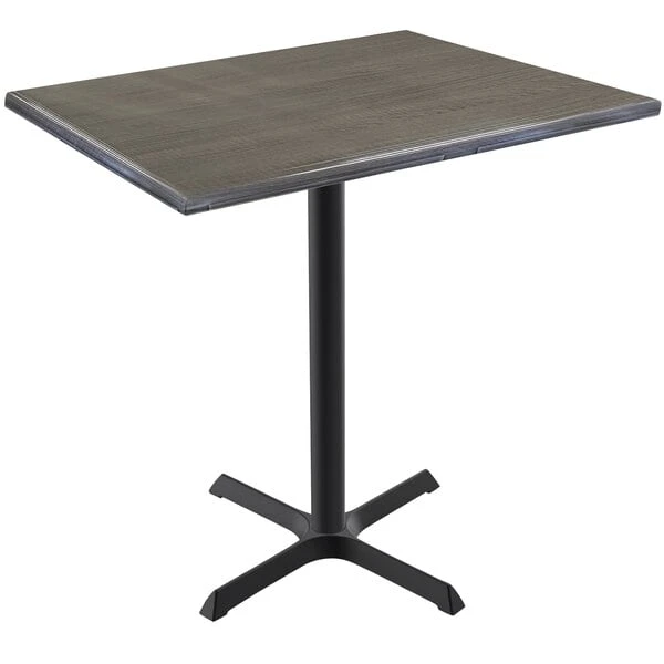Holland Bar Stool OD211-3042BWOD3048CHAR EnduroTop 30" X 48" Charcoal Wood Laminate Outdoor / Indoor Bar Height Table With Cross Base 1 Holland Bar Stool OD211-3042BWOD3048CHAR EnduroTop 30" X 48" Charcoal Wood Laminate Outdoor / Indoor Bar Height Table With Cross Base