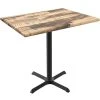 Holland Bar Stool OD211-3036BWOD3048RUSTIC EnduroTop 30" X 48" Rustic Wood Laminate Outdoor / Indoor Counter Height Table With Cross Base