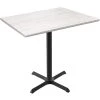 Holland Bar Stool OD211-3036BWOD3048WA EnduroTop 30" X 48" White Ash Wood Laminate Outdoor / Indoor Counter Height Table With Cross Base