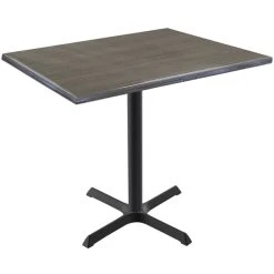 Holland Bar Stool OD211-3030BWOD3048CHAR EnduroTop 30" X 48" Charcoal Wood Laminate Outdoor / Indoor Standard Height Table With Cross Base
