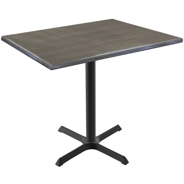 Holland Bar Stool OD211-3030BWOD3048CHAR EnduroTop 30" X 48" Charcoal Wood Laminate Outdoor / Indoor Standard Height Table With Cross Base 1 Holland Bar Stool OD211-3030BWOD3048CHAR EnduroTop 30" X 48" Charcoal Wood Laminate Outdoor / Indoor Standard Height Table With Cross Base