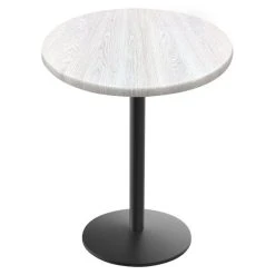 Holland Bar Stool OD214-2230BWOD30RWA EnduroTop 30" Round White Ash Wood Laminate Outdoor / Indoor Standard Height Table With Round Base