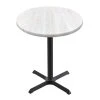 Holland Bar Stool OD211-3030BWOD30RWA EnduroTop 30" Round White Ash Wood Laminate Outdoor / Indoor Standard Height Table With Cross Base