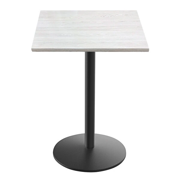 Holland Bar Stool OD214-2230BWOD36SQWA EnduroTop 36" Square White Ash Wood Laminate Outdoor / Indoor Standard Height Table With Round Base 1 Holland Bar Stool OD214-2230BWOD36SQWA EnduroTop 36" Square White Ash Wood Laminate Outdoor / Indoor Standard Height Table With Round Base